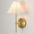 1 - Light Brushed Gold Wall Light with Linen Scalloped Shade