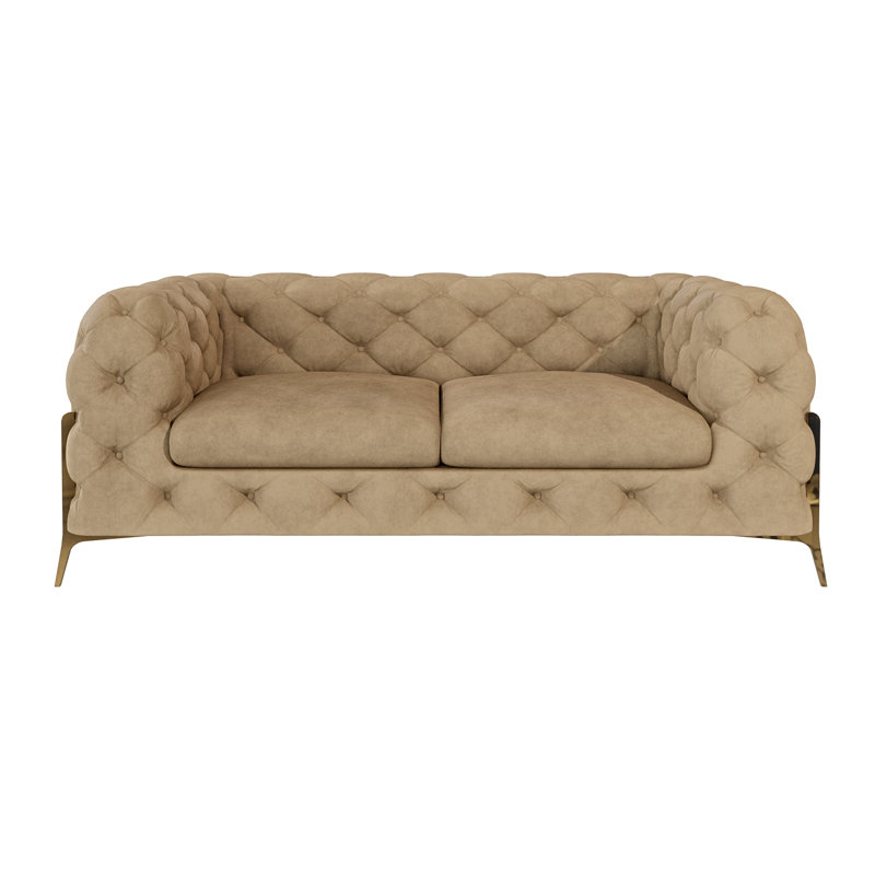 Chesterfield Sofa Atoka with Gold Metal Legs, Beige, 2