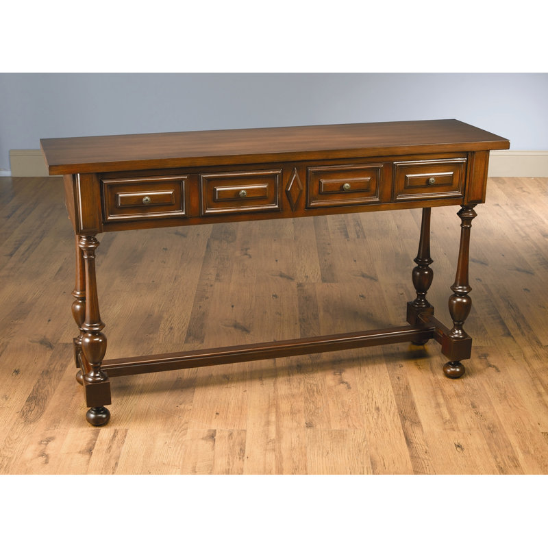 60" Console Table, Distressed Painted Faux Wood