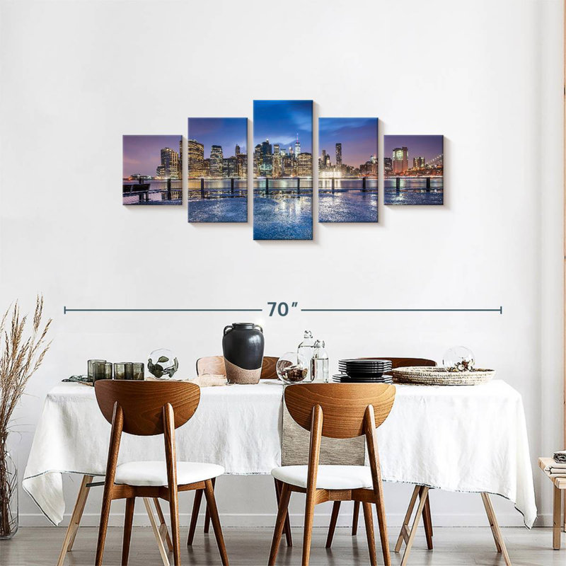  «NYC Skyline At Night», H 24 po x l 55 po