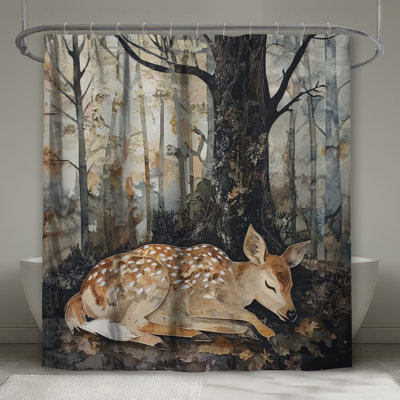 Fawn In Forest Shower Curtains Extra Long