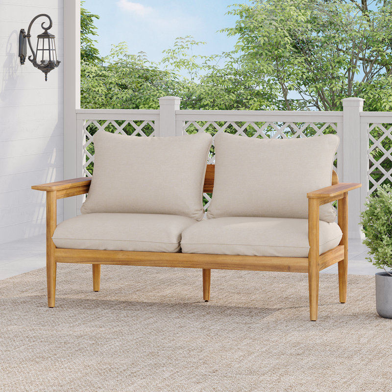 Outdoor Patio Loveseat, Acacia Wooden