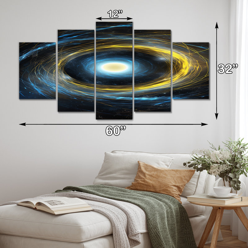 «Space Light Orbiting A Black Hole II», reproduction d'art murale espace - 5 panneaux