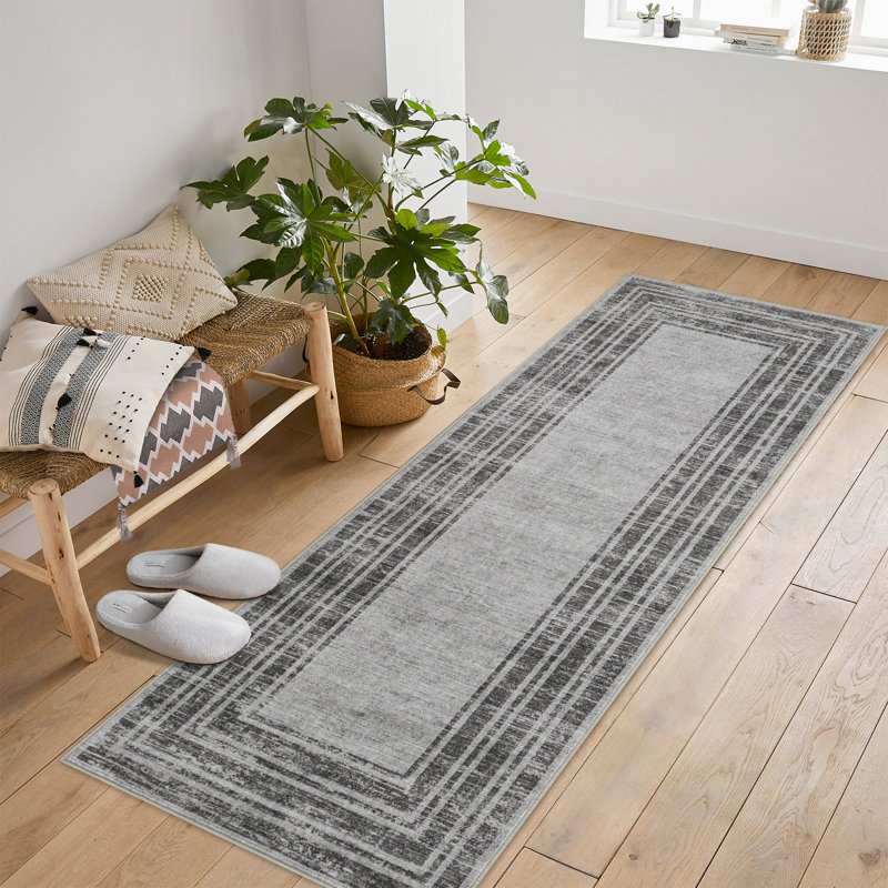Area Rugs Modern Washable Soft Throw Carpet Non Slip Low Pile Accent Rug for Living Room Bedroom, Runner 2' x 6'