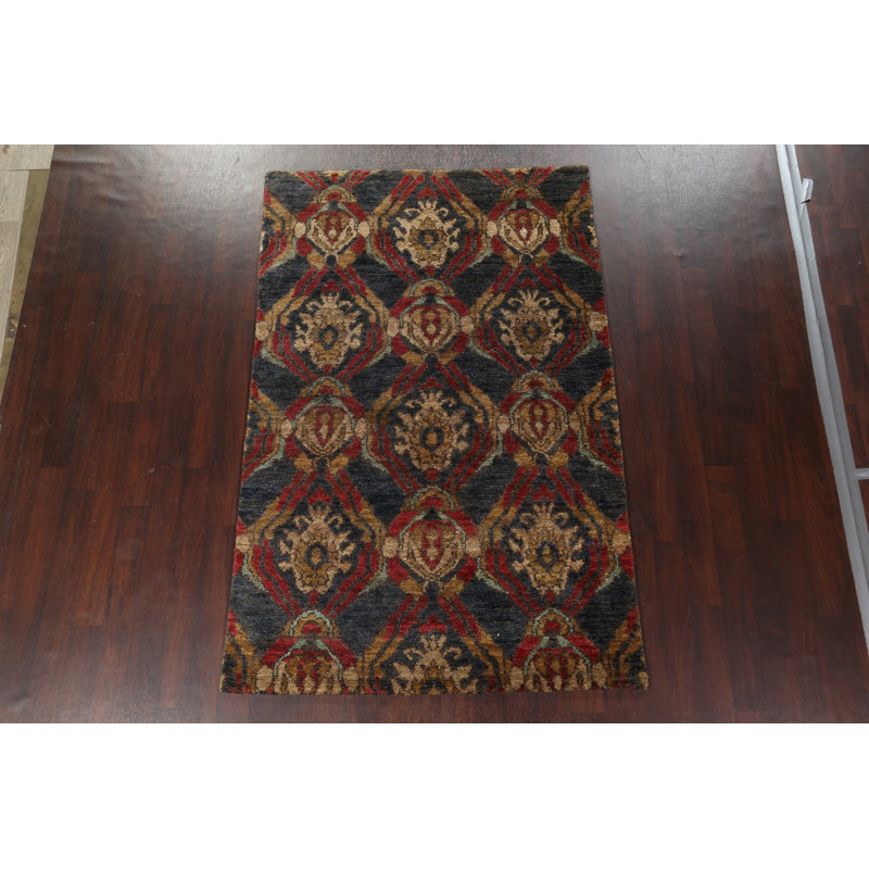 Tapis oriental abstrait noué à la main 5 x 8