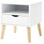 Table d'appoint blanche de style moderne du milieu du siècle, idéale pour les petits espaces. Tiroir et compartiment pour téléphone inclus. Pieds en bois massif. Design américain. Table d'appoint en bois dur. Chambre compacte. Rangement. Fabriqué en bois massif.