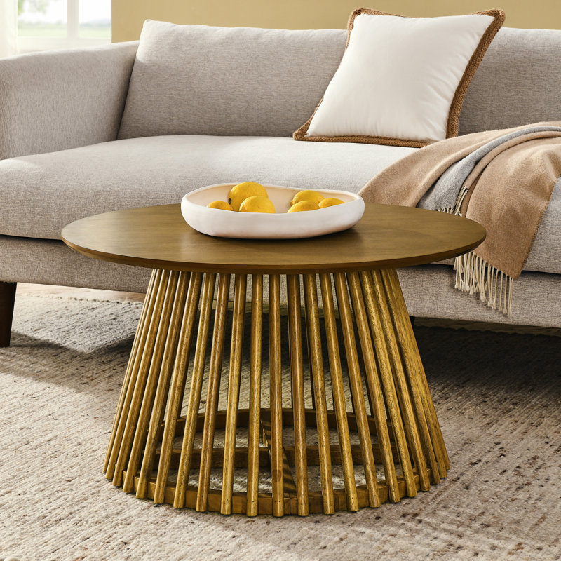 Modern Minimalist Coffee Table, Solid Wood Coffee Table, Brown Yellow
