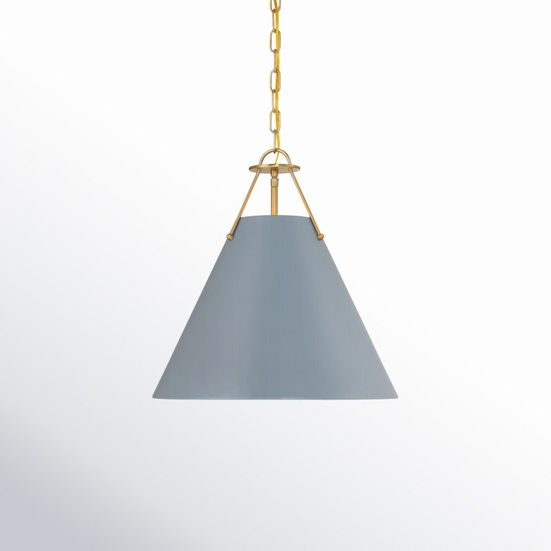 Kinston 3-Light Metal Dimmable Cone Pendant , Gold, Blue