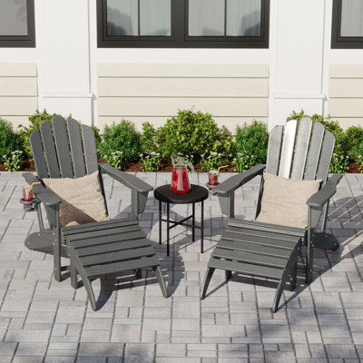 Ensemble de chaises d'extérieur en poly Adirondack avec repose-pieds 4 pièces