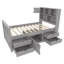 Lit plateforme simple avec bibliothèques de rangement, tablettes et 4 tiroirs, base de lit de rangement, gris-1940299802