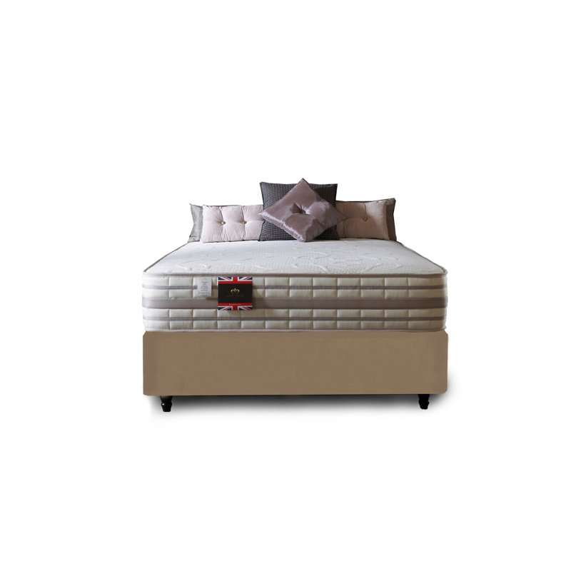 Aspelare Pocket Memory Divan Bed Set, 4 Drawers, Double (4'6), Mink Plush Velvet