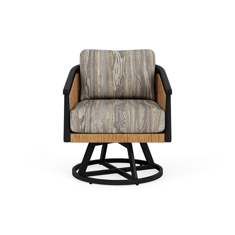 Galloway Swivel Lounge Chair In Tortoiseshell Finish, Woodgrain Ash