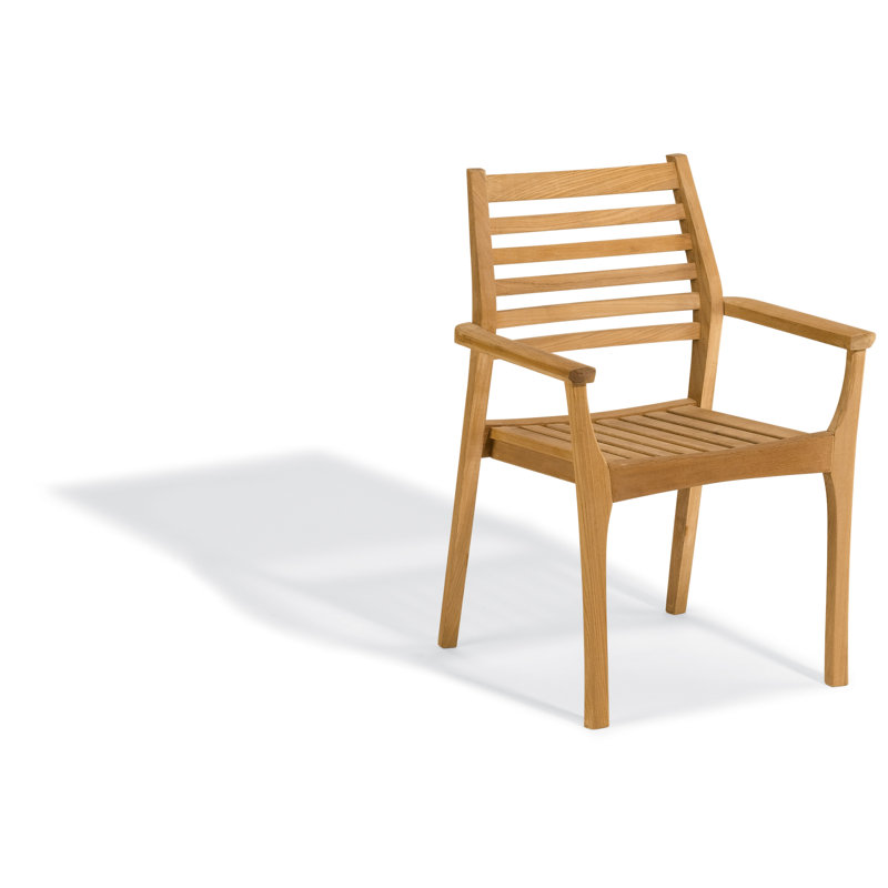 Mera Stacking Patio Dining Chair, Natural Teak