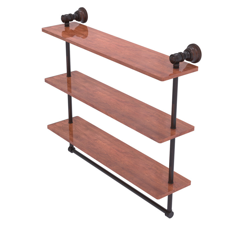 Étagère murale en bois triple Freyja, H 19,7 po x l 22 po x P 5,54 po, Bronze vénitien