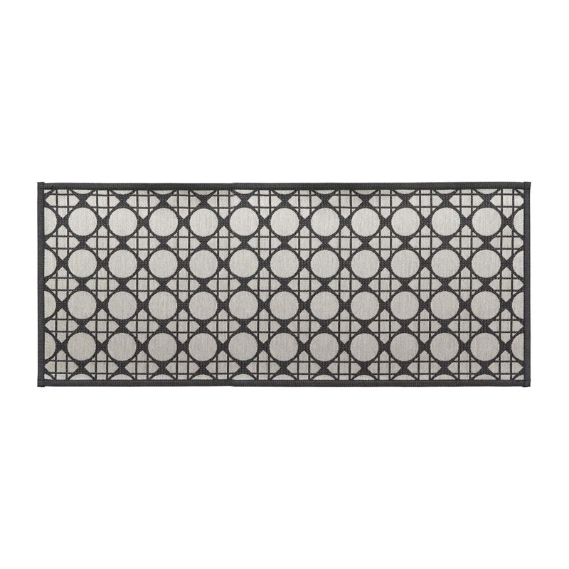 Circles Gray Kitchen Runner Rug 20x48, Gray/Black Geometric, Runner 1'8" x 4"