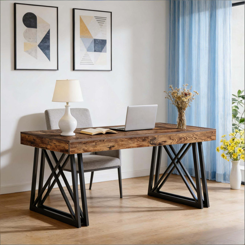 Vintage Executive Desk (Not Include Stools)