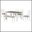 Ensemble de table de salle à manger de style rustique 6 pièces avec 4 chaises rembourrées et un banc (brun et blanc délavé)-620306344