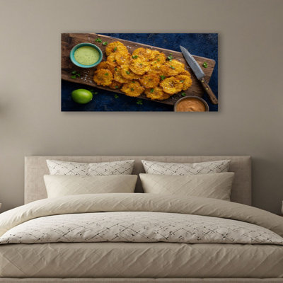 Canvas Wall Art Tostones Puerto Rican Fried Plantains Wall Decor for Living Room Bathroom Bedroom Office 20"H x 40"W Art Paintings, Ready to Hang
