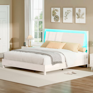 High Gloss Bed Frame With Led Headboard