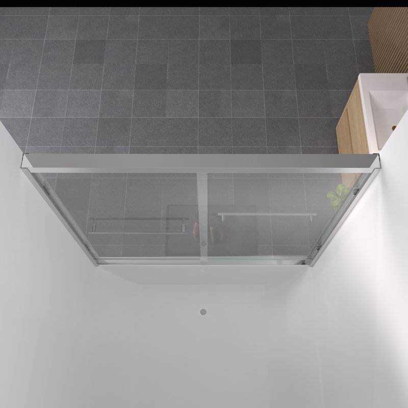 Aluminum Frame Double Sliding Bathtub Screen,Bypass Bathroom Sliding Door With Premium 1/4" (6Mm) Clear Tempered Glass, Hardware Sliding Glass Shower Enclosure