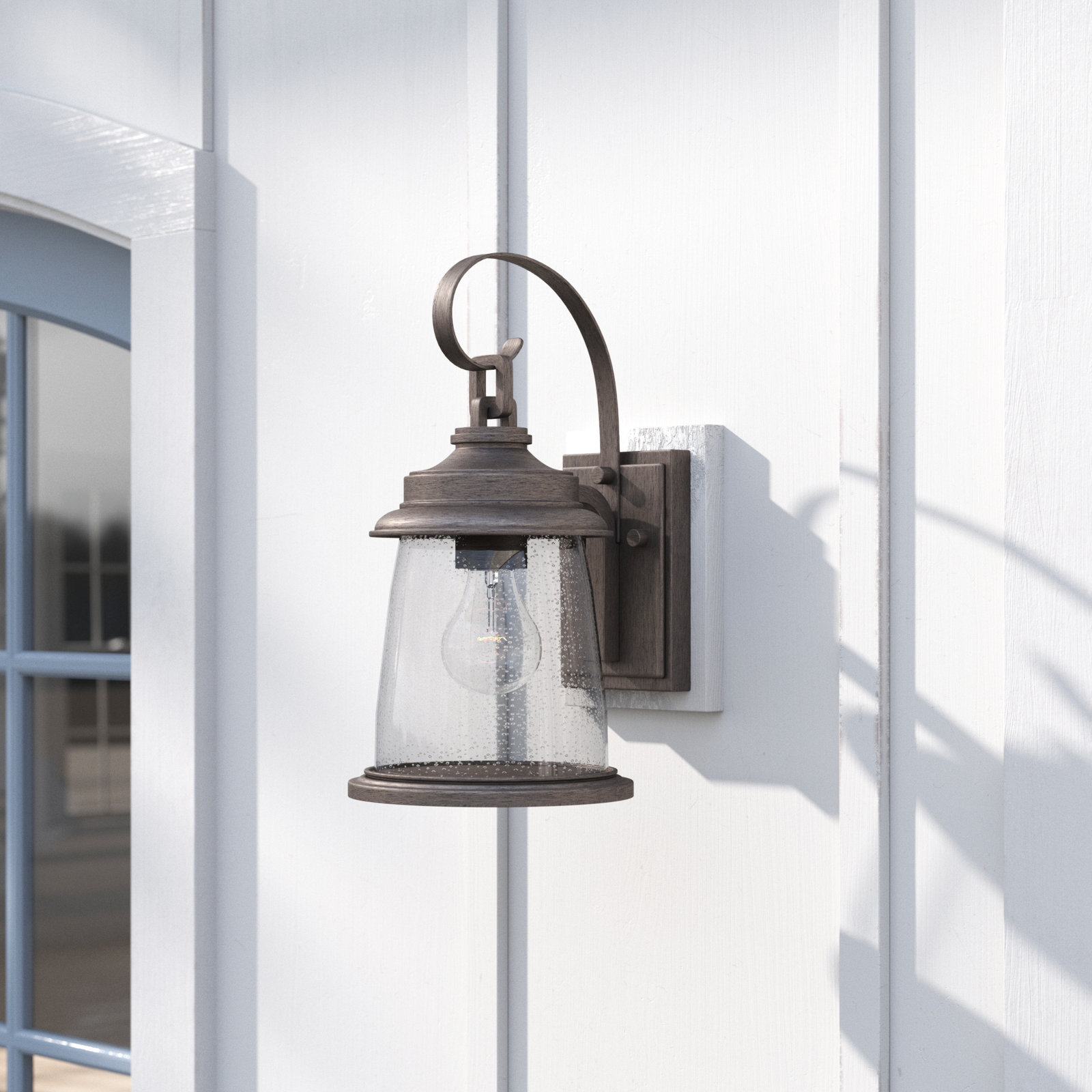 Single Light Bell Outdoor Wall Light, 14.25" H x 7" W x 9" D, Antique Pewter