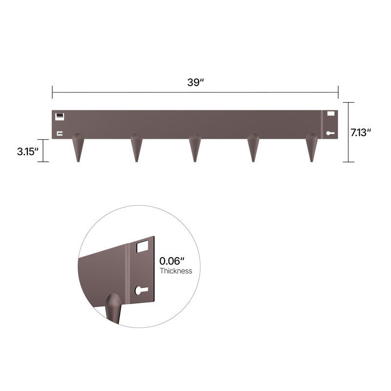 Galvanised Steel Lawn Edging, 18.3cm H x 99.1cm W, Brown