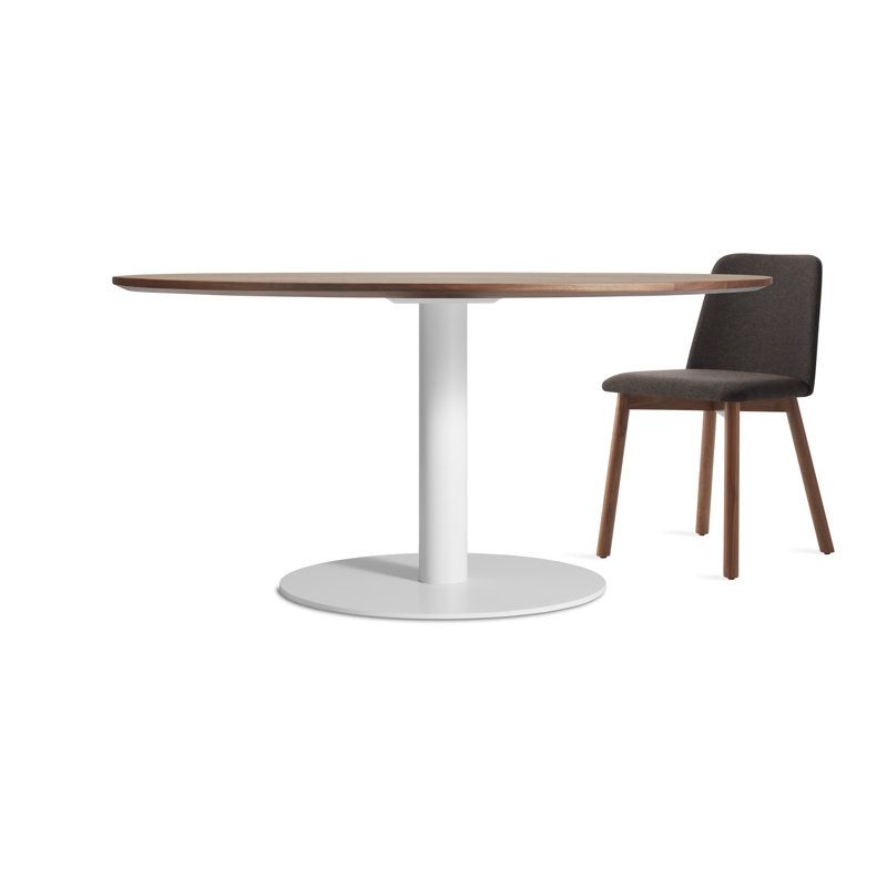 Easy Round Dining Table, Walnut, 29" H x 60" W x 60" L, Matte White