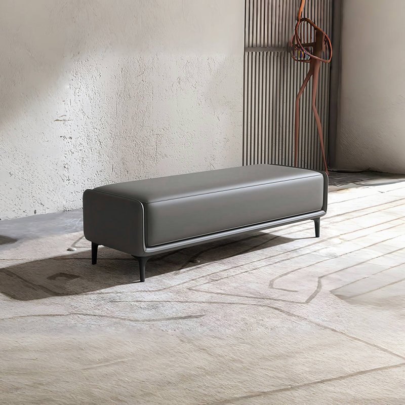 Banc rembourré en cuir Olnee, Gris foncé