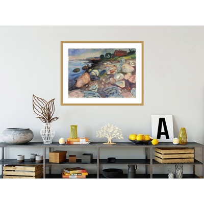 «Shore with Red House» par Edvard Munch - impression giclée encadrée