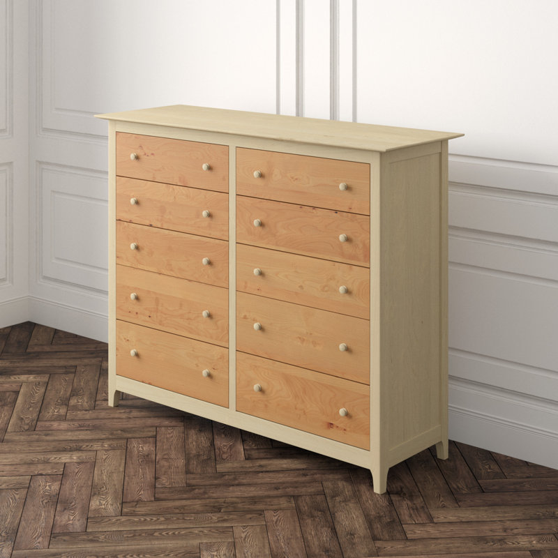 Sarah 10 - Drawer Solid Wood Dresser, Maple and Cherry
