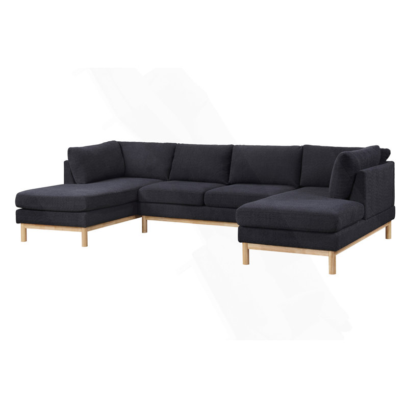 124" Wide Double Chaise U-Shape Sectional Sofa