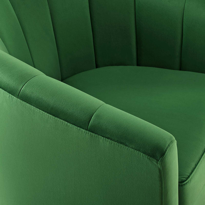Modway Prospect Performance Velvet Swivel Armchair, Emerald Velvet