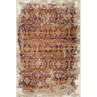 8' Runner Rust Oriental Runner Rug