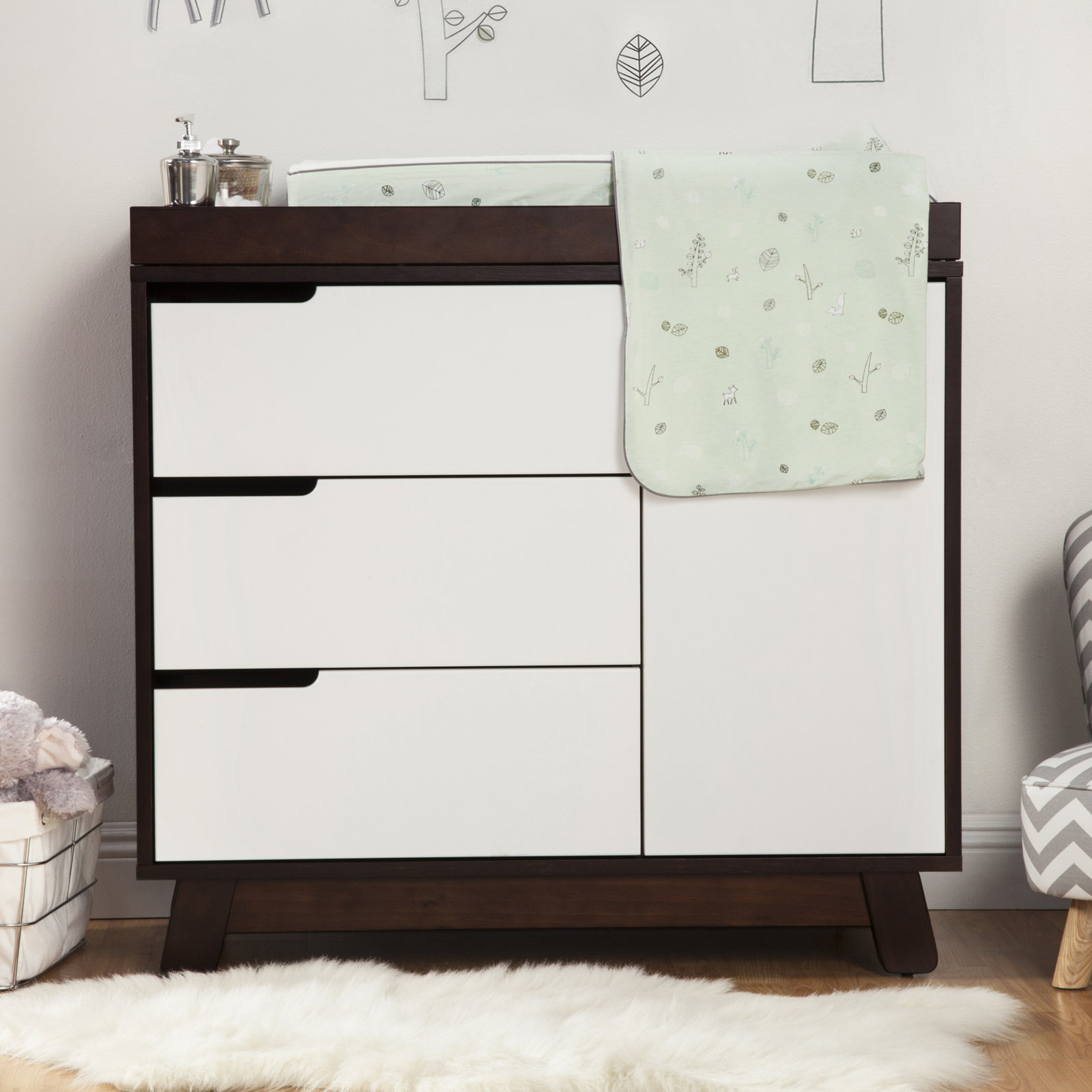 Hudson 3-Drawer Changing Table Dresser, Espresso/White