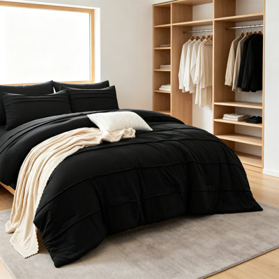 Ensemble d'édredon avec draps et taies décoratives pour lit très grand pincé 7 pièces King