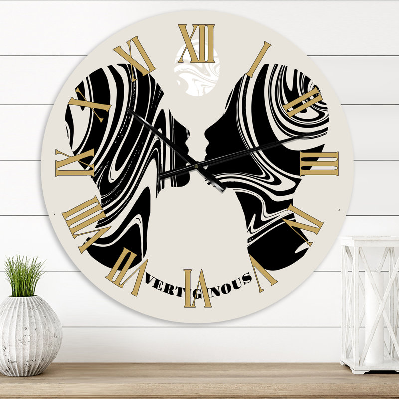 Empowered Cosmic Women Geometric Goddess Series Black and White IV - Modern wall clock, Small