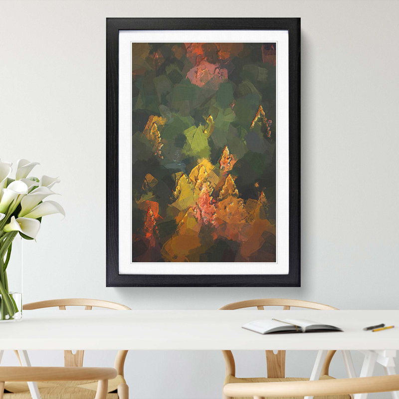 Pointed Trees in Abstract - Framed Print, 76cm H x 50cm W x 2cm D, Black