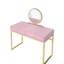 Bureau de coiffeuse à finition rose et or avec miroir et plateau à bijoux Coleen