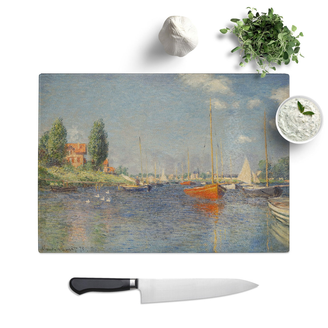 Boats in Argenteuil by Claude Monet Chopping Board