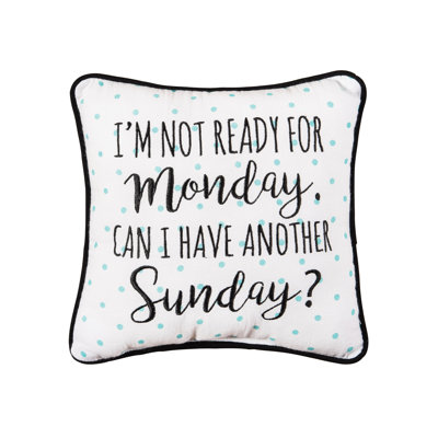 Monday Sunday Embroidered Throw Pillow