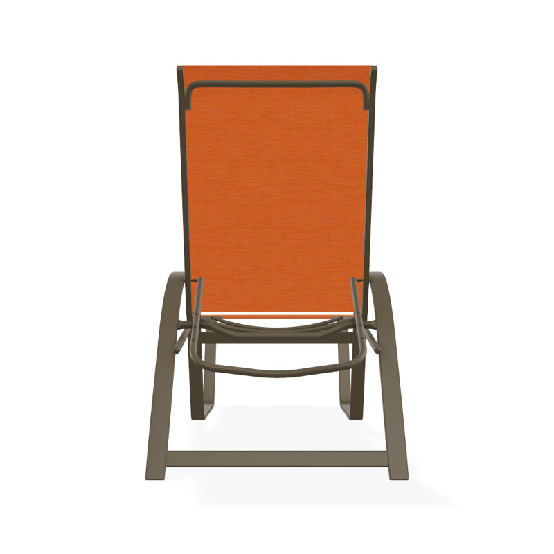 Chaise longue inclinable Holna, Bois de plage texturé, Toile Sunbrella® tangerine