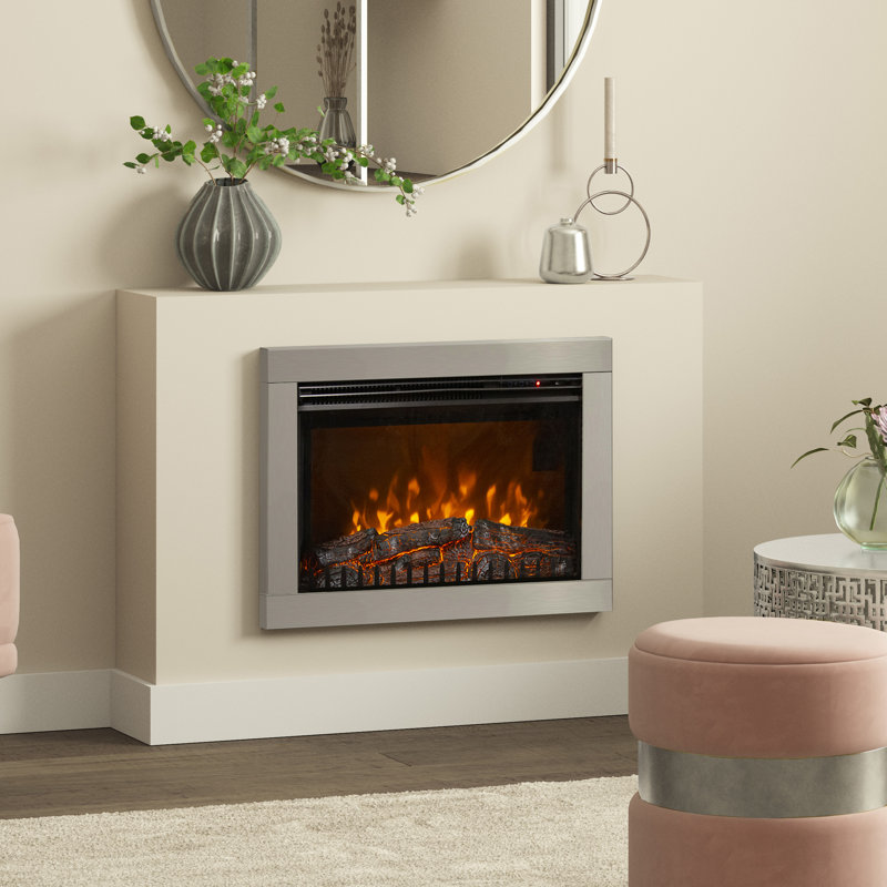 Adali Wall Inset Electric Fire, Chrome