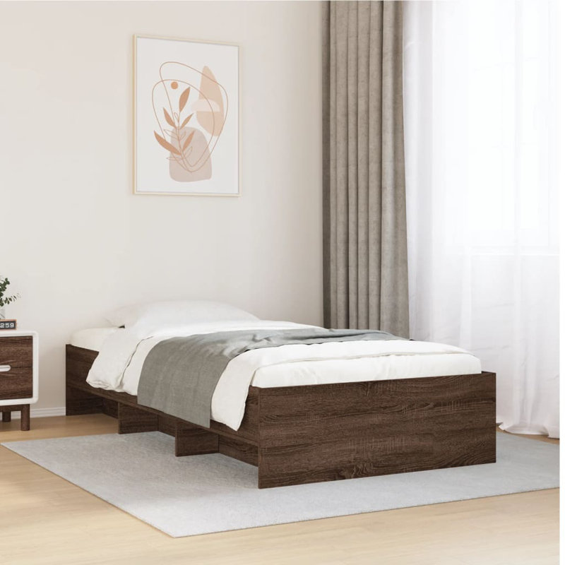 Bed, European Single (90 x 200 cm), Brown Oak