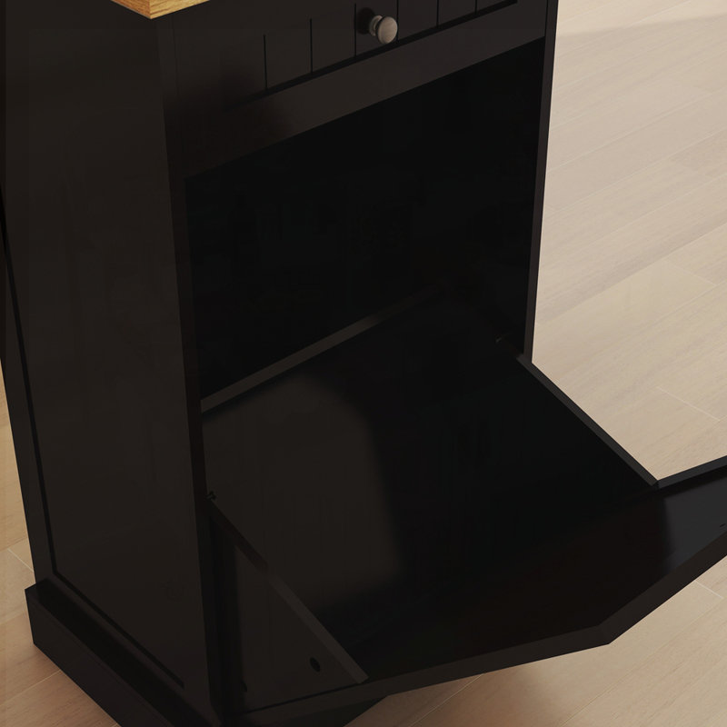 Élégante poubelle inclinable en MDF E1 avec rangement multifonctionnel pour la cuisine et la maison, Noir