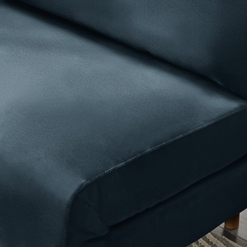 Berlyn Futon Sofa Bed - Luxury Simple Modern Folding Design, Single, Blue Velvet