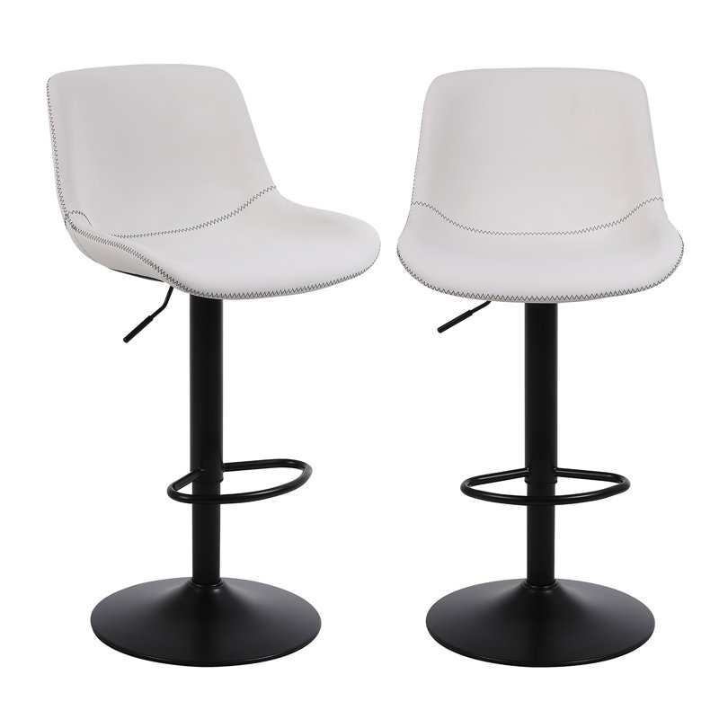 Jeninne Swivel Adjustable Height Bar Stool, White, 2