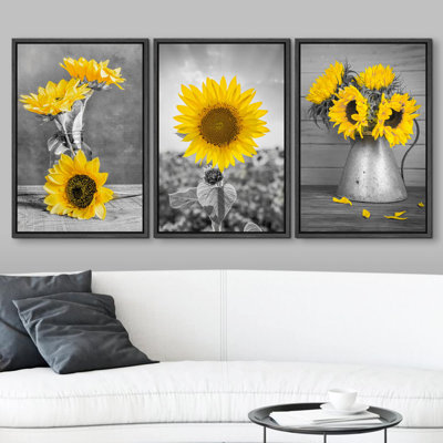 Duotone Botanical Sunflower Close Up Nature Wilderness Photography Modern Art Floral Decor