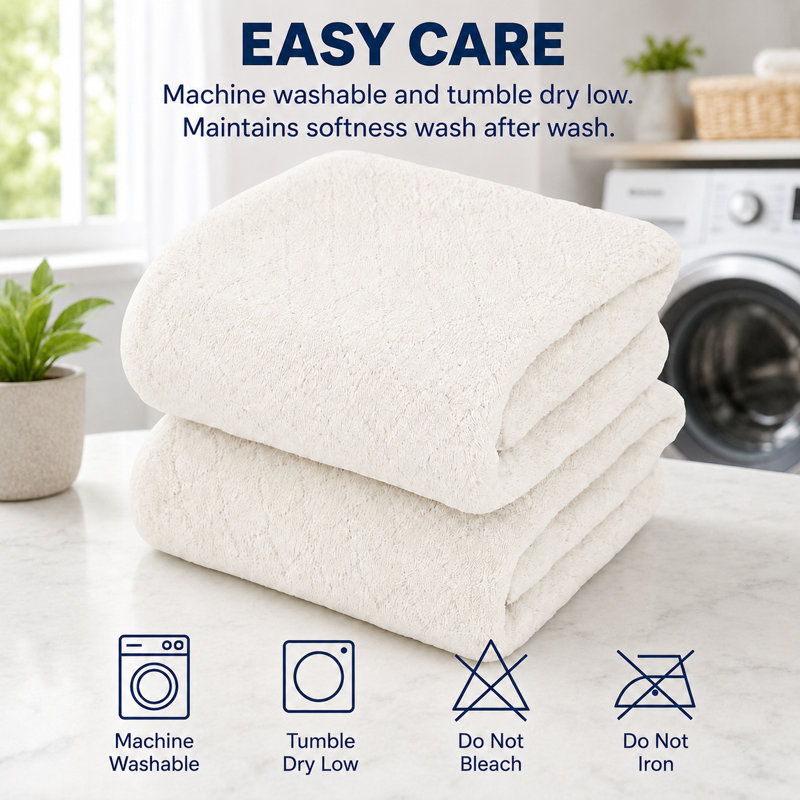 Ensemble de serviettes en microfibre pour salle de bain, 2 pièces 27 po x 55 po, Blanc