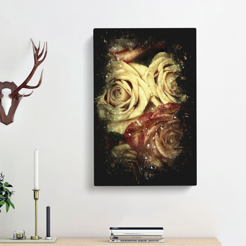 View Of The Roses - Wrapped Canvas, 60cm H x 40cm W x 4cm D, Brown/Black