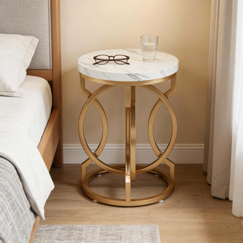 Table de bout chic avec plateau en faux marbre